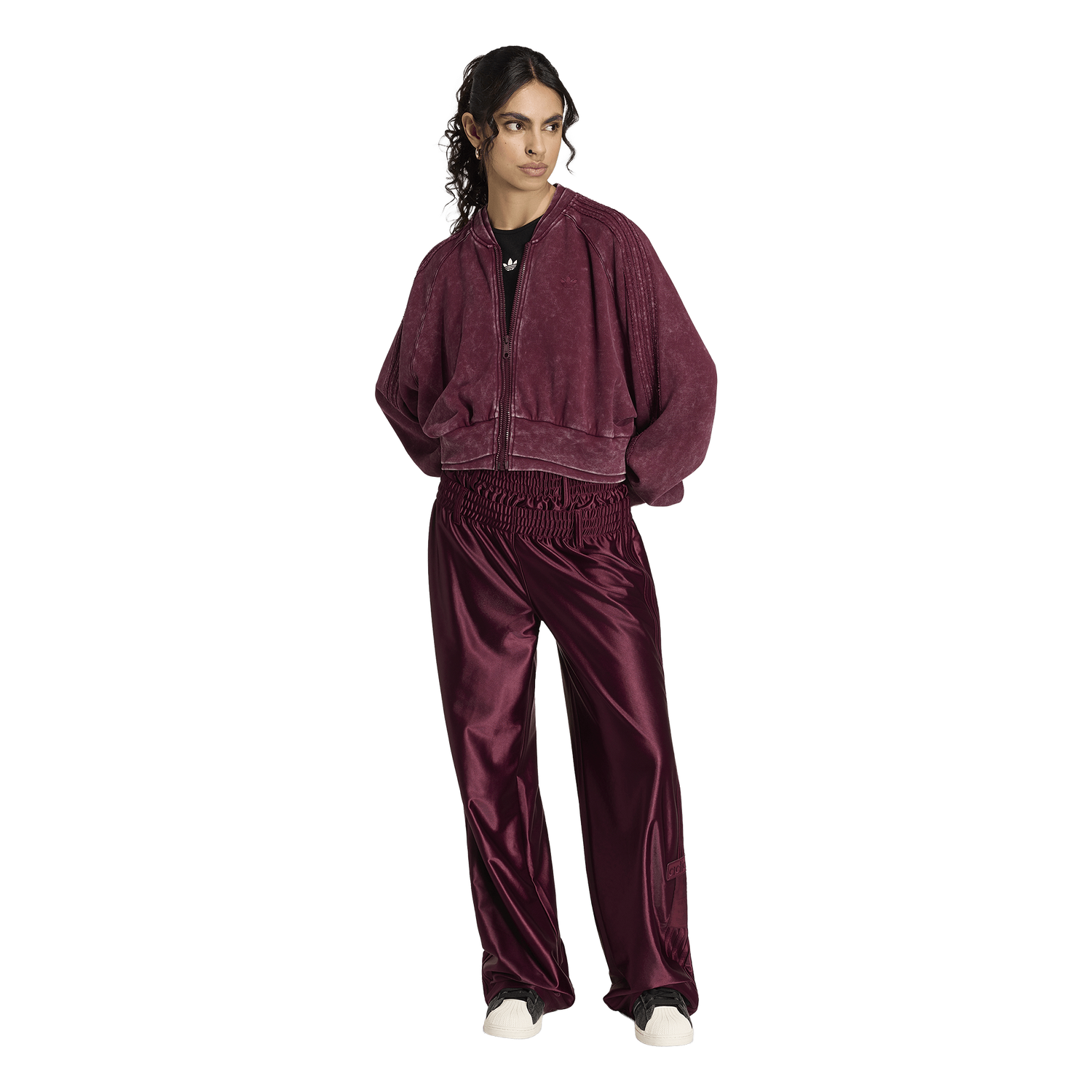 adidas Originals SST Double Layered Cropped Track Top - Women's - Maroon