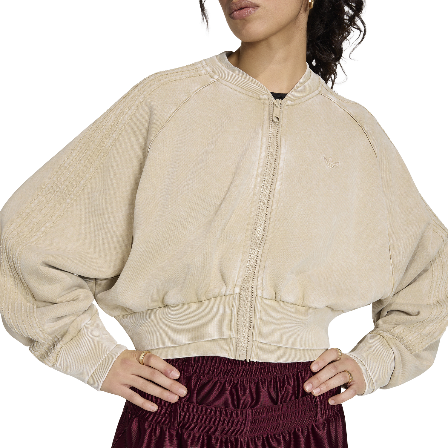 adidas Originals SST Double Layered Cropped Track Top - Women's - Khaki