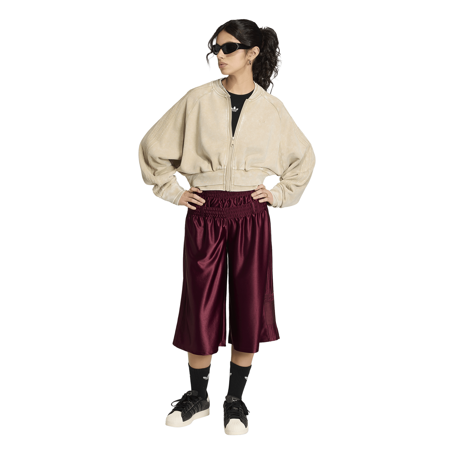 adidas Originals SST Double Layered Cropped Track Top - Women's - Khaki