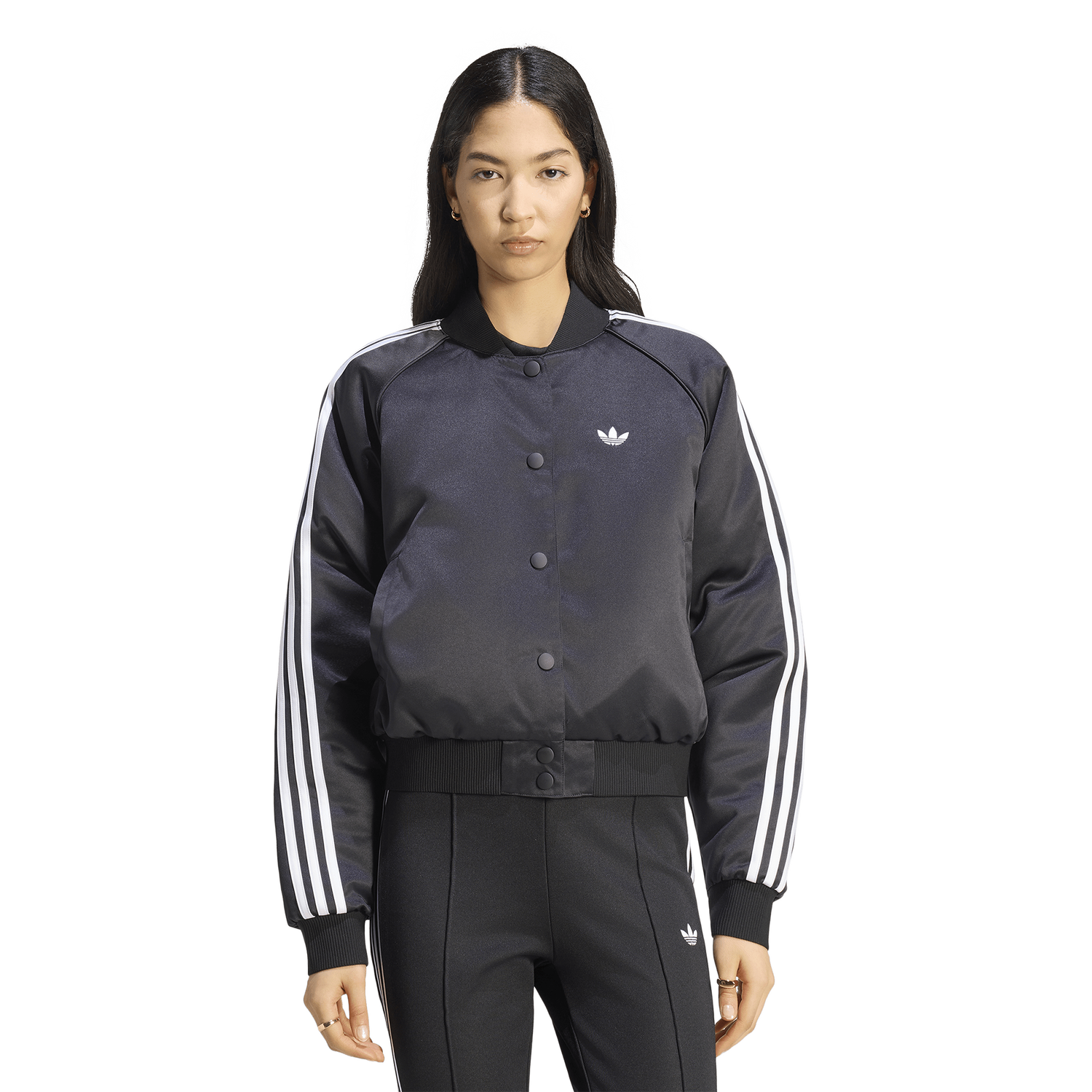 adidas Originals Superstar Satin Bomber Jacket - Women's - White/Black/Grey