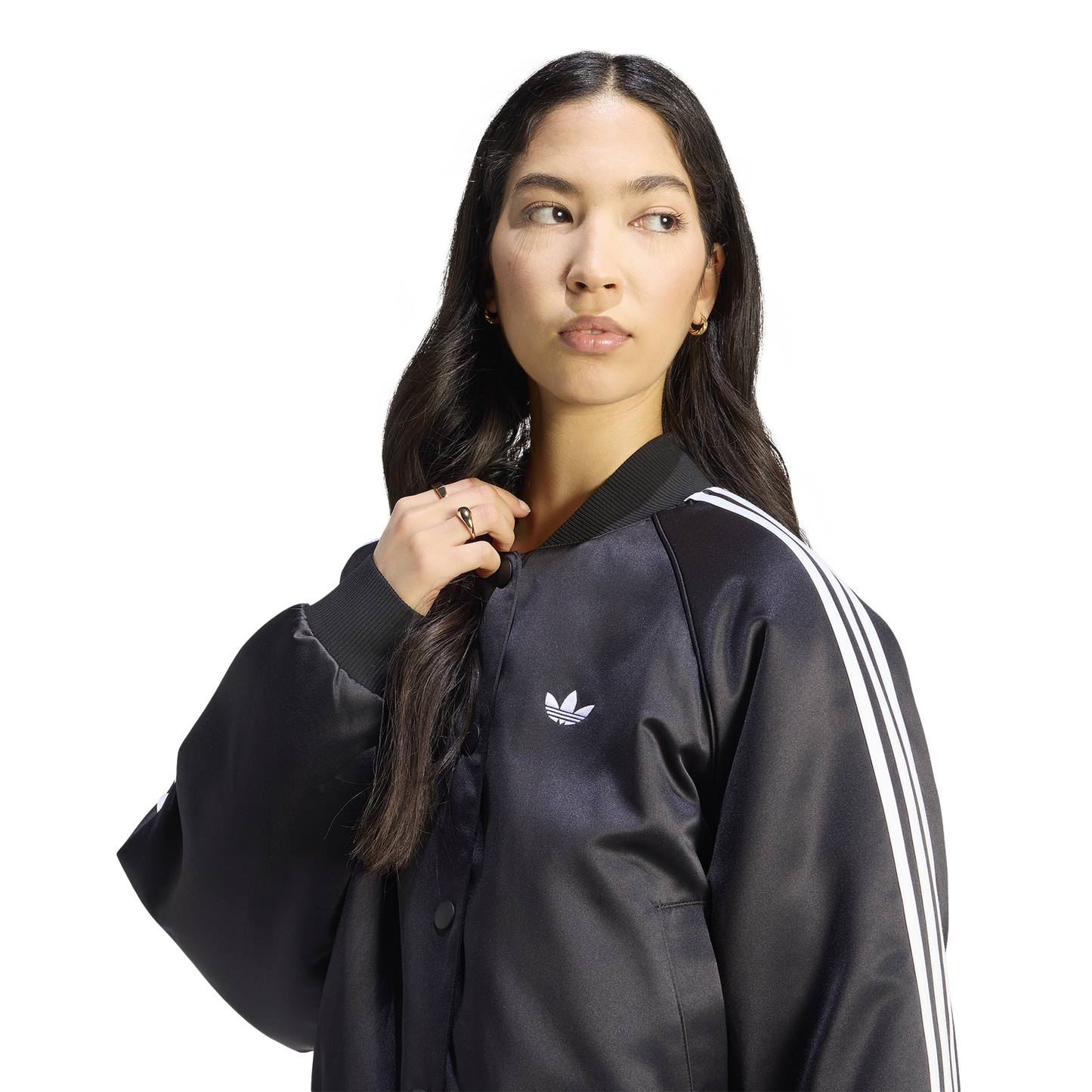 adidas Originals Superstar Satin Bomber Jacket - Women's - White/Black/Grey