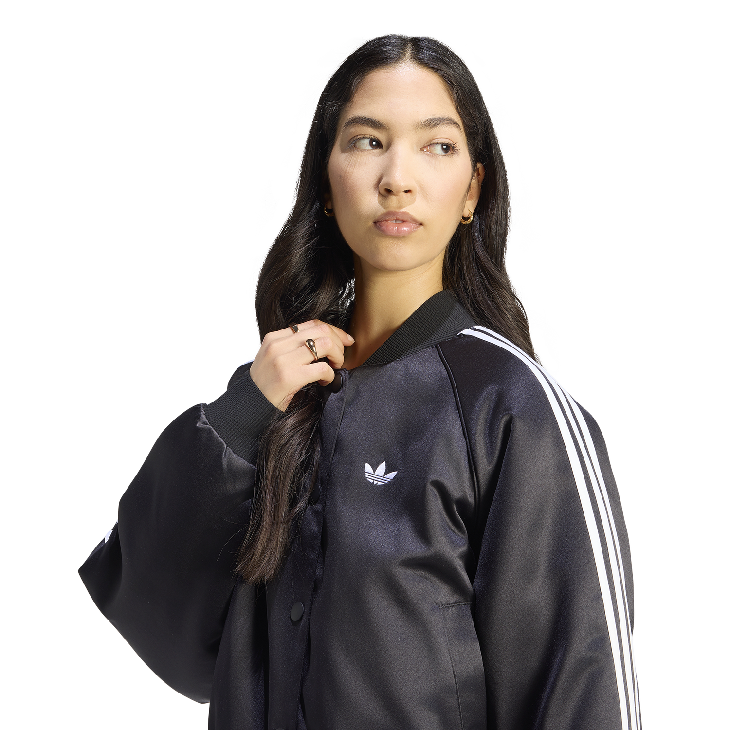adidas Originals Superstar Satin Bomber Jacket - Women's - White/Black/Grey
