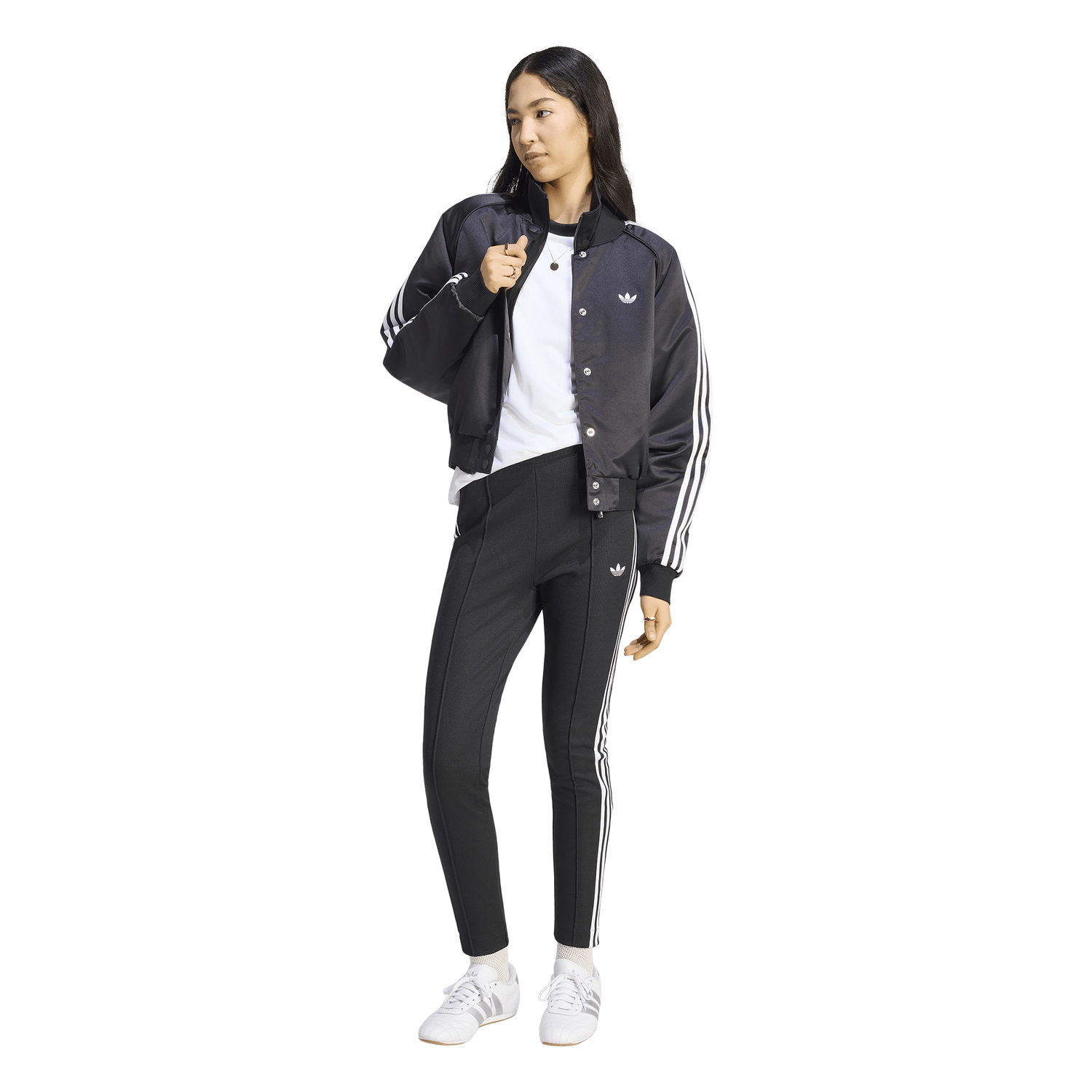 adidas Originals Superstar Satin Bomber Jacket - Women's - White/Black/Grey
