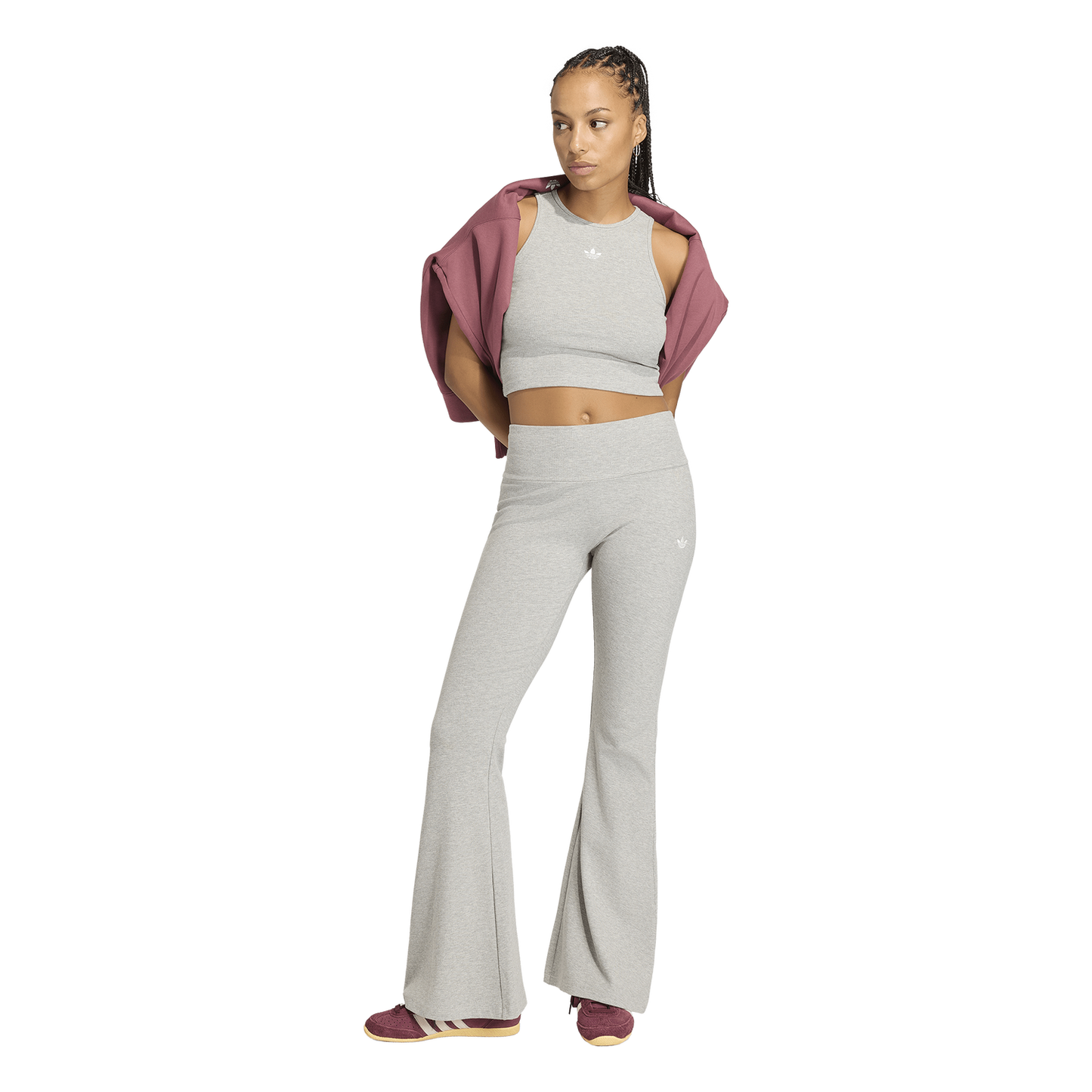 adidas Originals Essentials Rib Flared Leggings - Women's - Medium Grey Heather