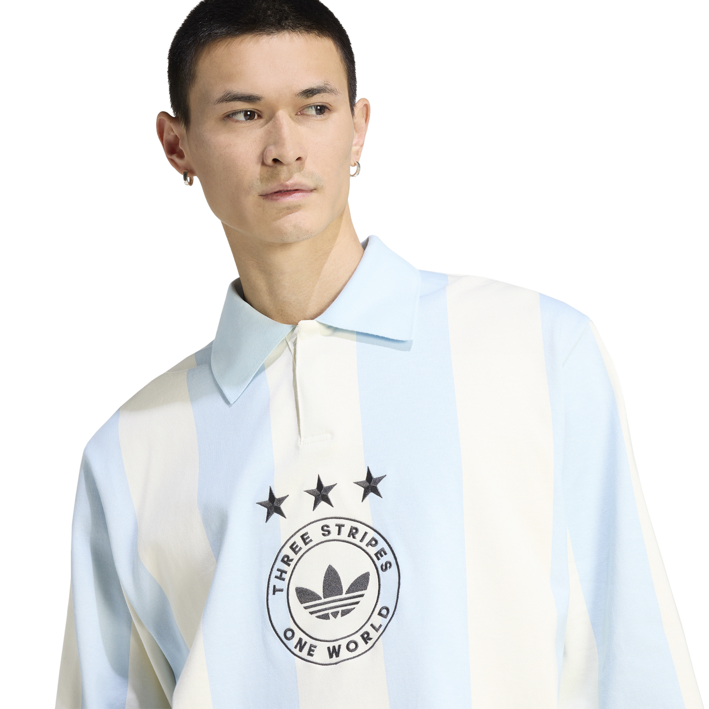 adidas Originals Long Sleeve GFX Polo - Men's - Beige/Carolina