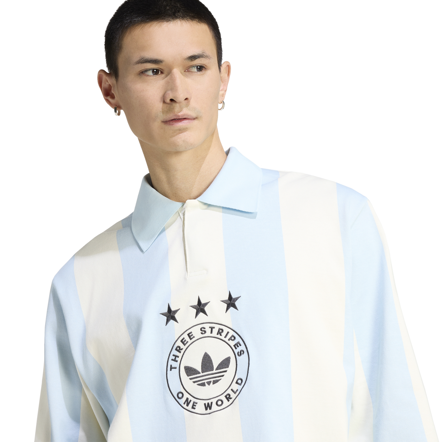 adidas Originals Long Sleeve GFX Polo - Men's - Beige/Carolina