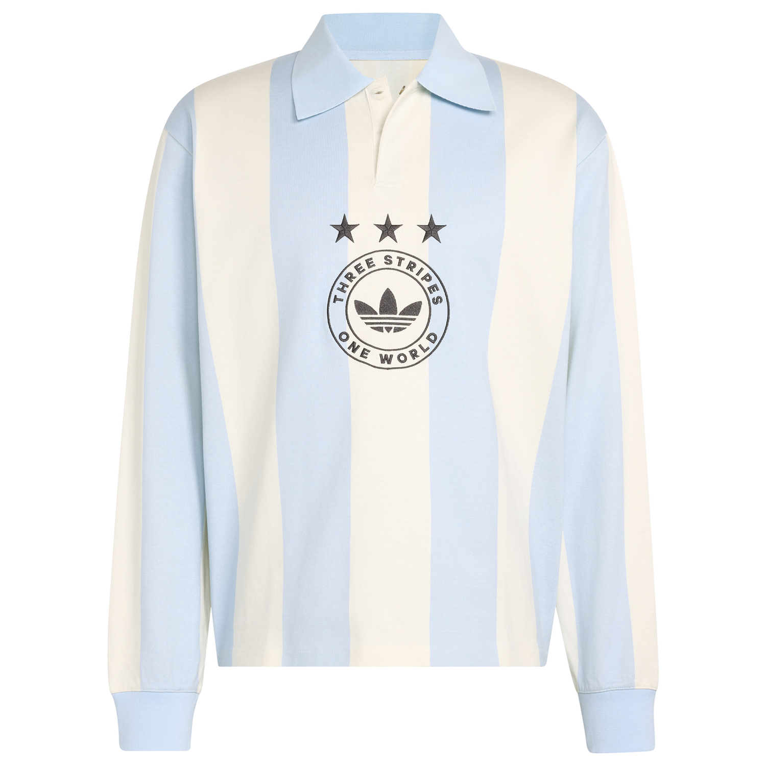 adidas Originals Long Sleeve GFX Polo - Men's - Beige/Carolina