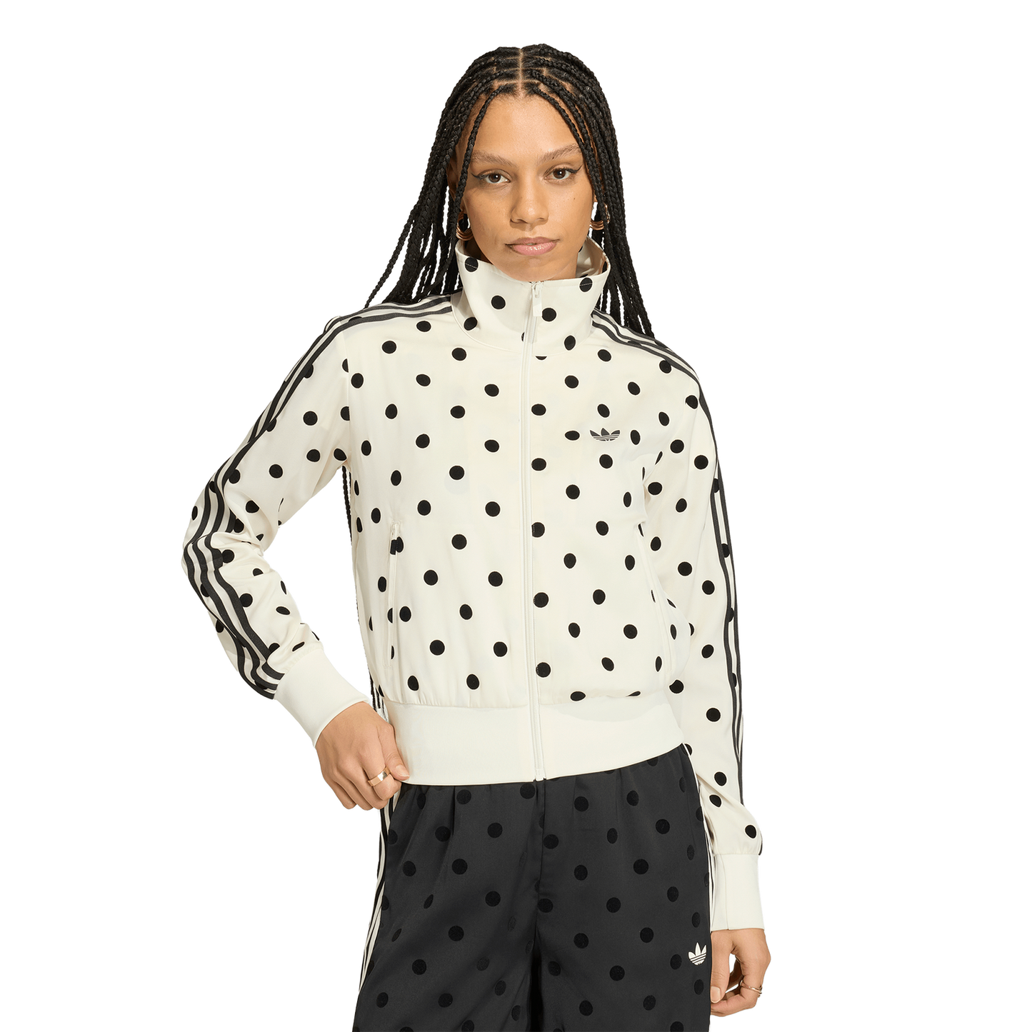 adidas Satin Polka Dots Track Top - Women's - Black/White