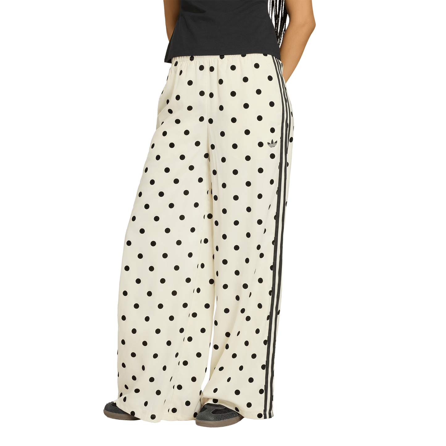 adidas Satin Polka Dots Wide Leg Pants - Women's - White/Black