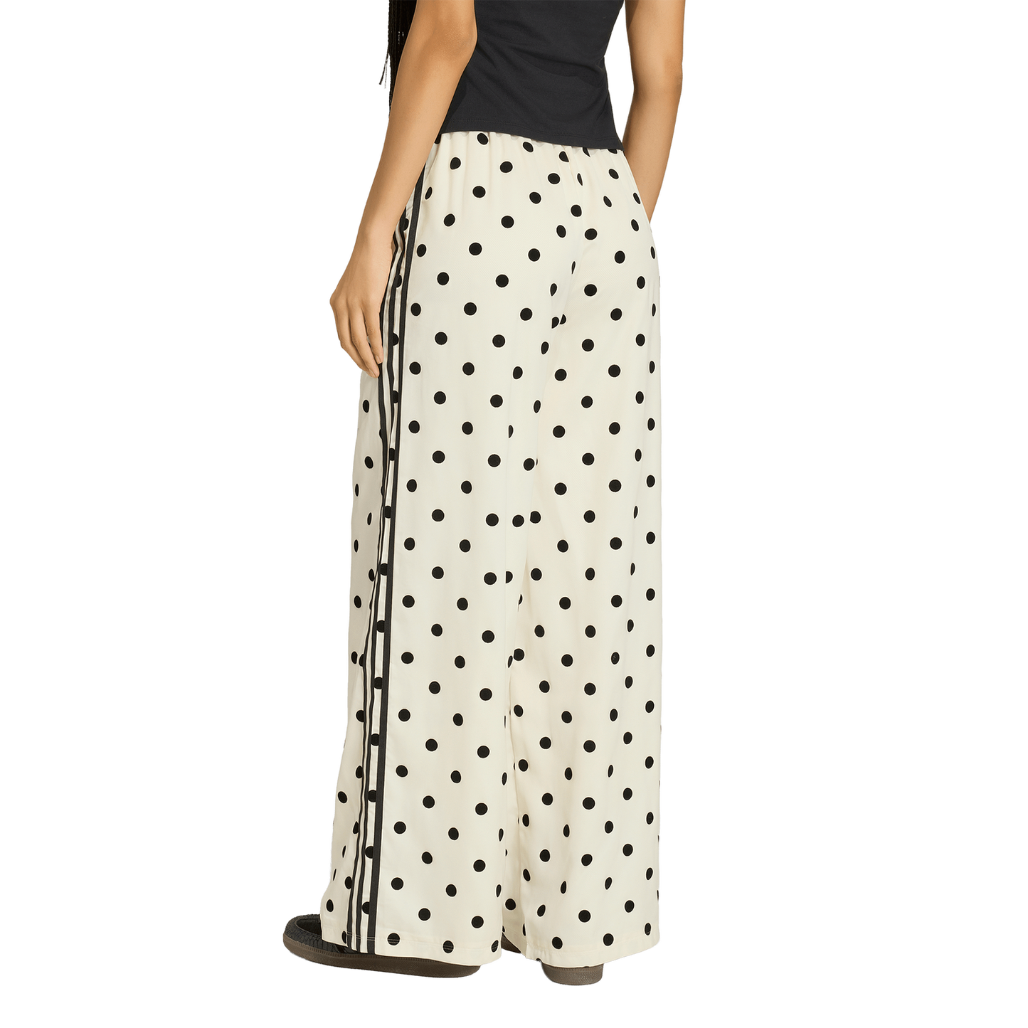 adidas Satin Polka Dots Wide Leg Pants - Women's - White/Black