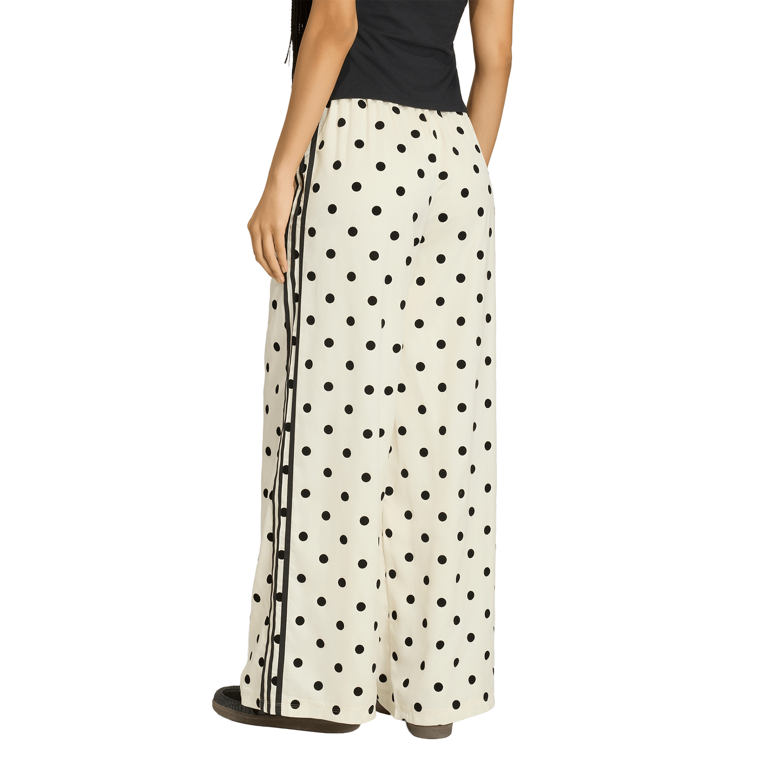 adidas Satin Polka Dots Wide Leg Pants - Women's - White/Black
