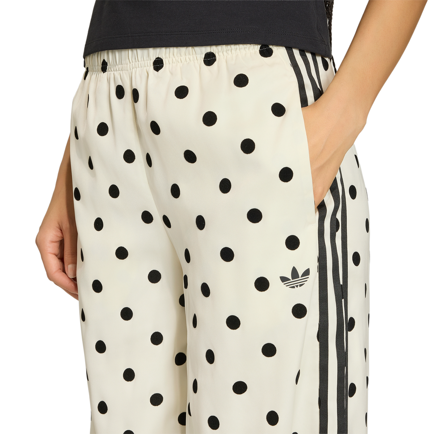 adidas Satin Polka Dots Wide Leg Pants - Women's - White/Black