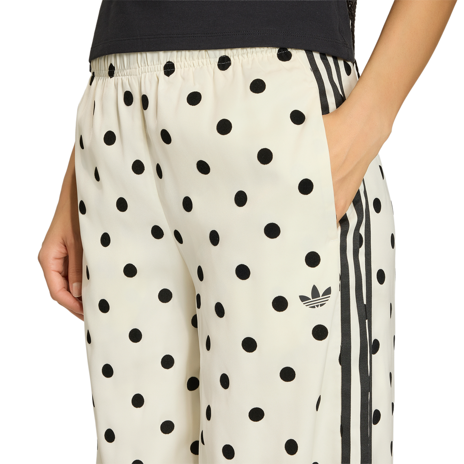 adidas Satin Polka Dots Wide Leg Pants - Women's - White/Black
