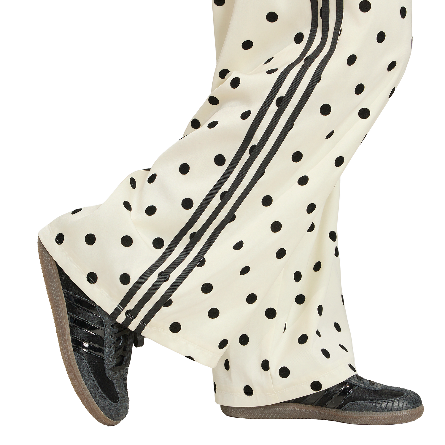 adidas Satin Polka Dots Wide Leg Pants - Women's - White/Black