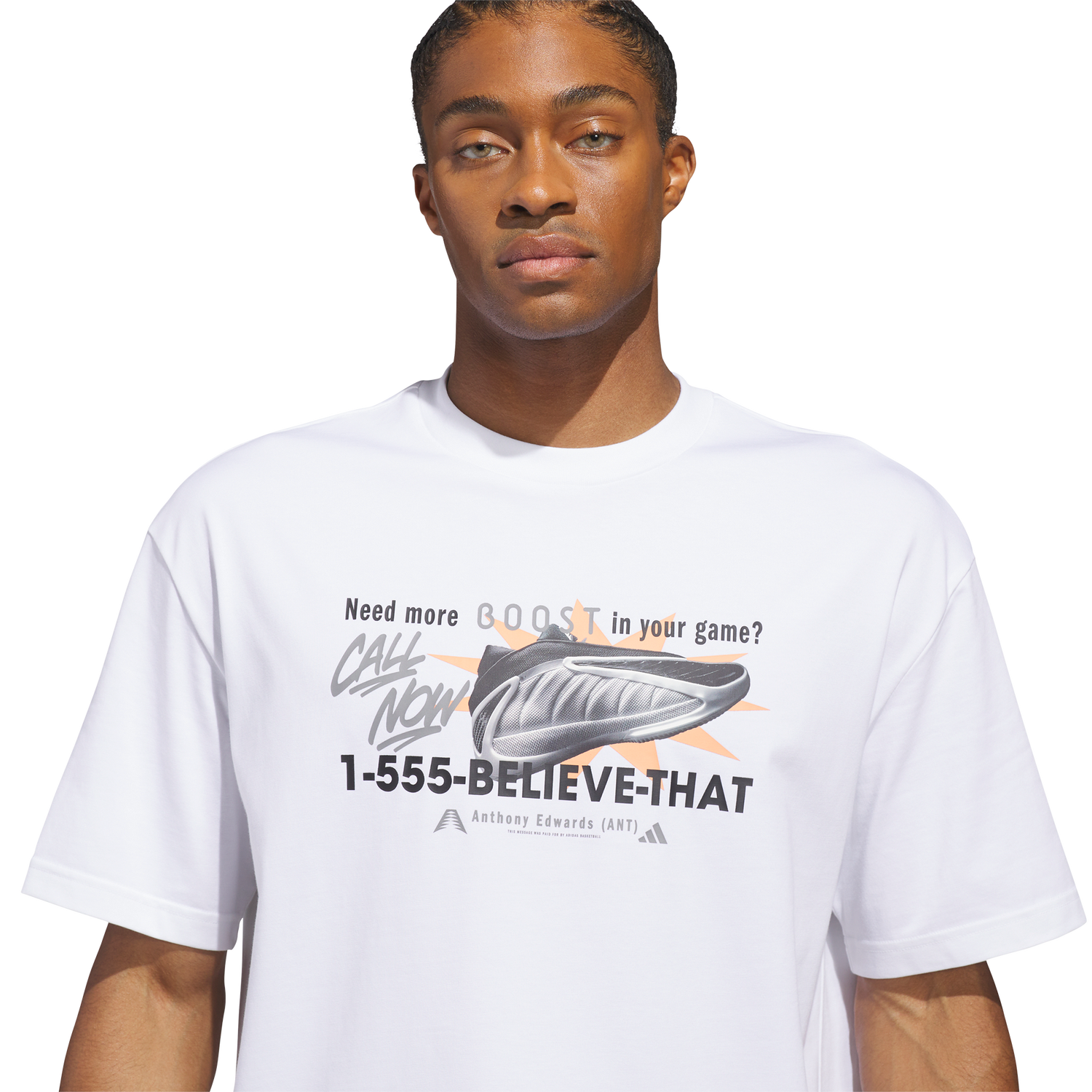 adidas Anthony Edwards Action T-Shirt - Men's - White/Black