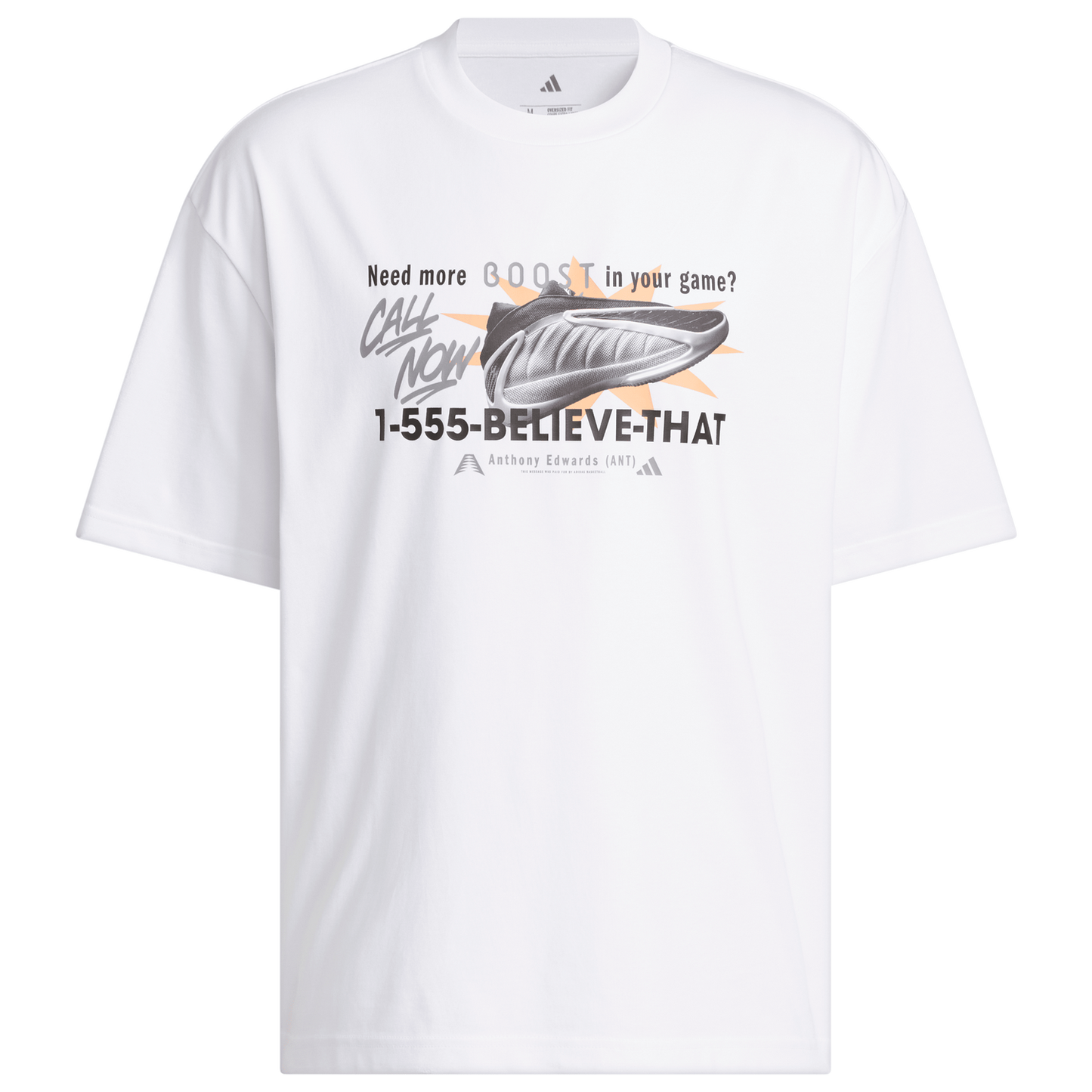 adidas Anthony Edwards Action T-Shirt - Men's - White/Black