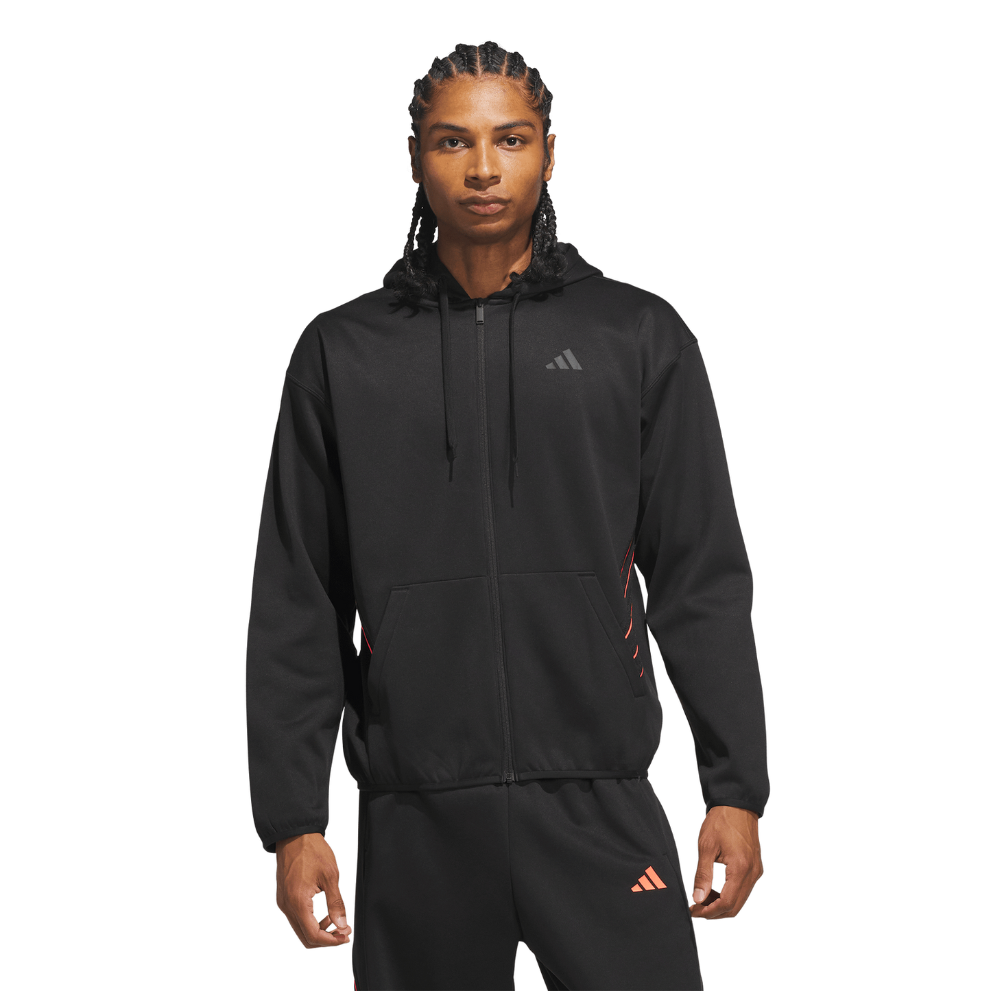 adidas Crazy Warm Full-Zip Hoodie - Men's - Black/Solar Turbo