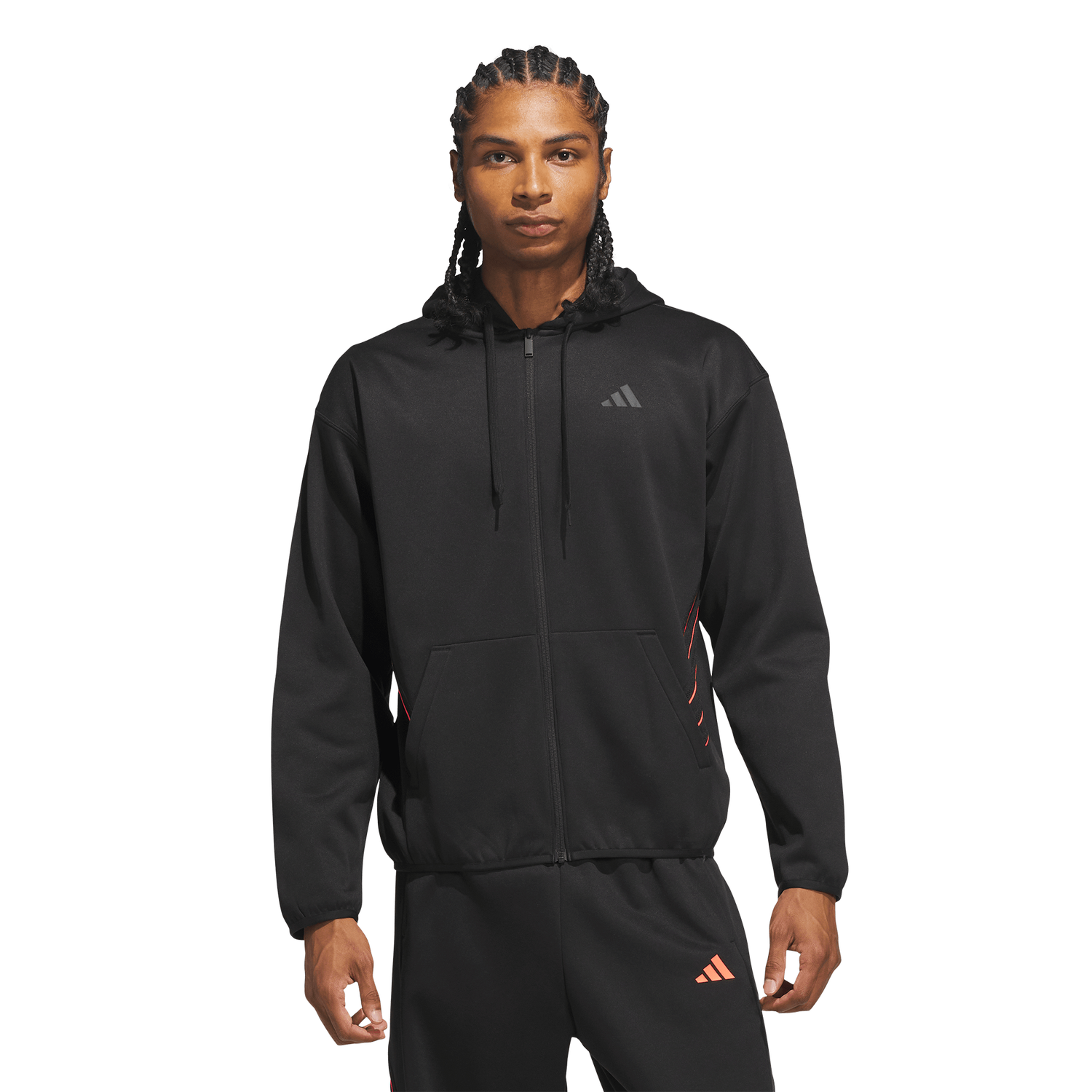 adidas Crazy Warm Full-Zip Hoodie - Men's - Black/Solar Turbo