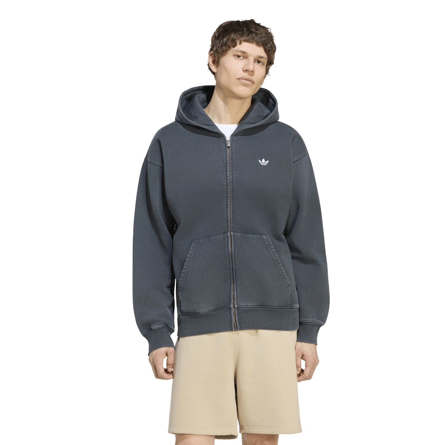 adidas Essential Full-Zip Washed Hoodie - Men's - Black