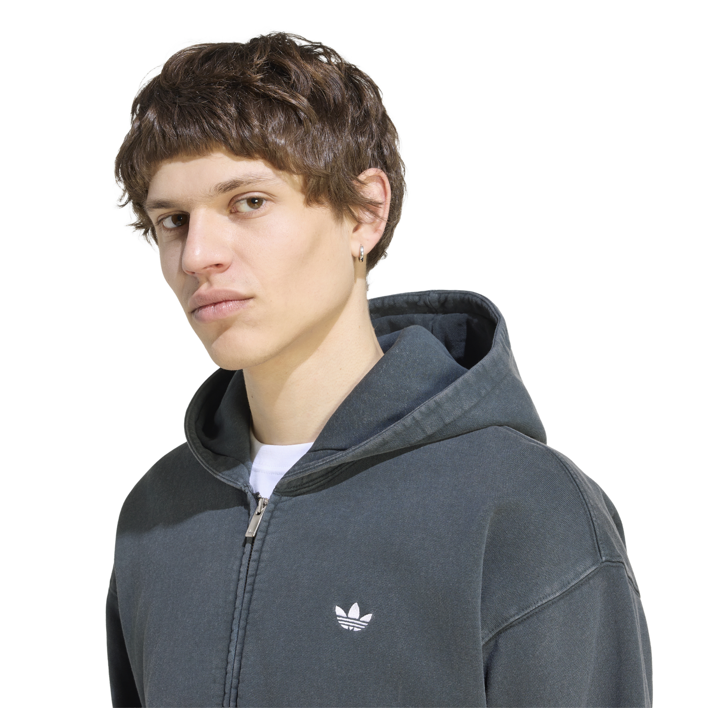 adidas Essential Full-Zip Washed Hoodie - Men's - Black