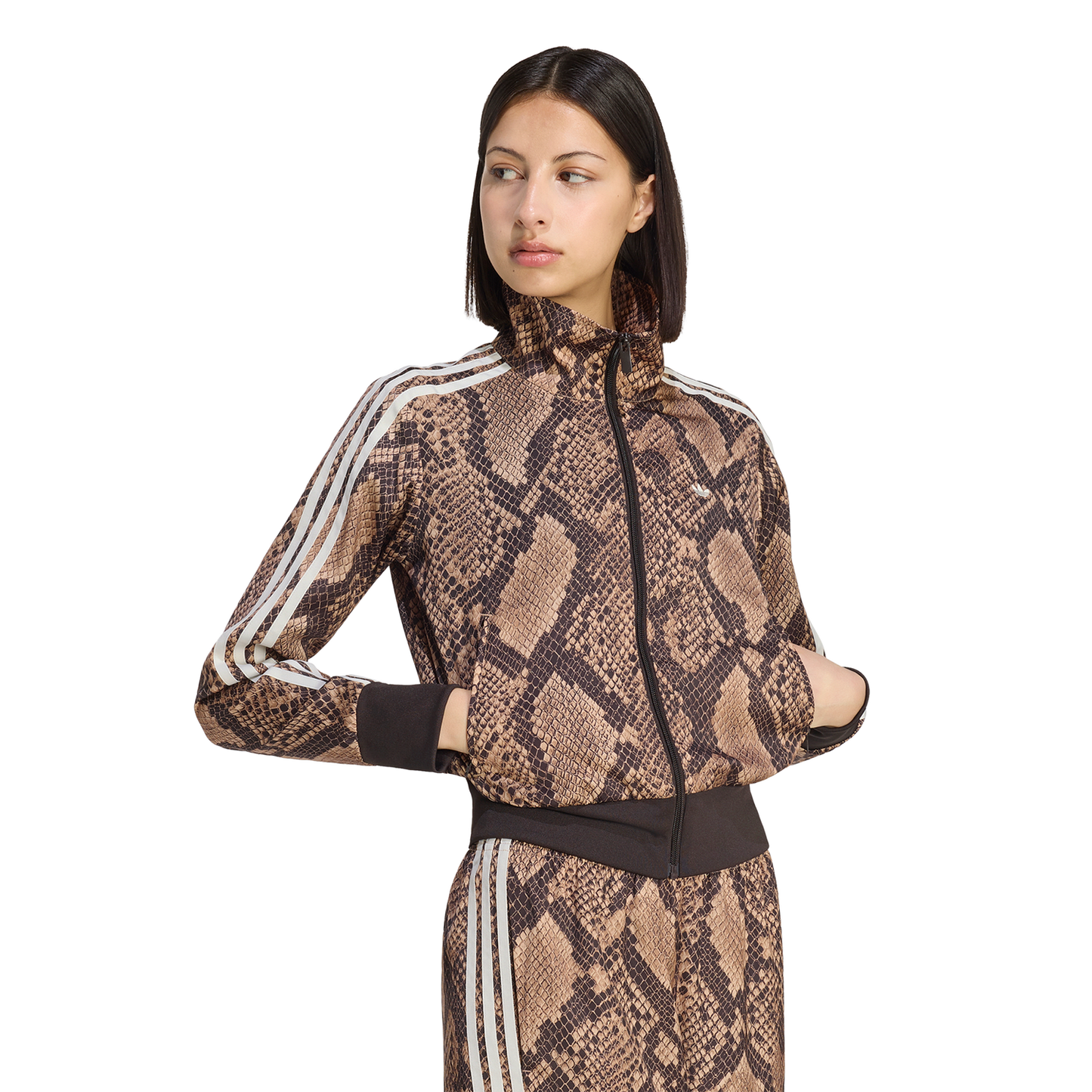 adidas Originals Firebird Snake Print Satin Jacket - Women's - Magic Beige/Linen