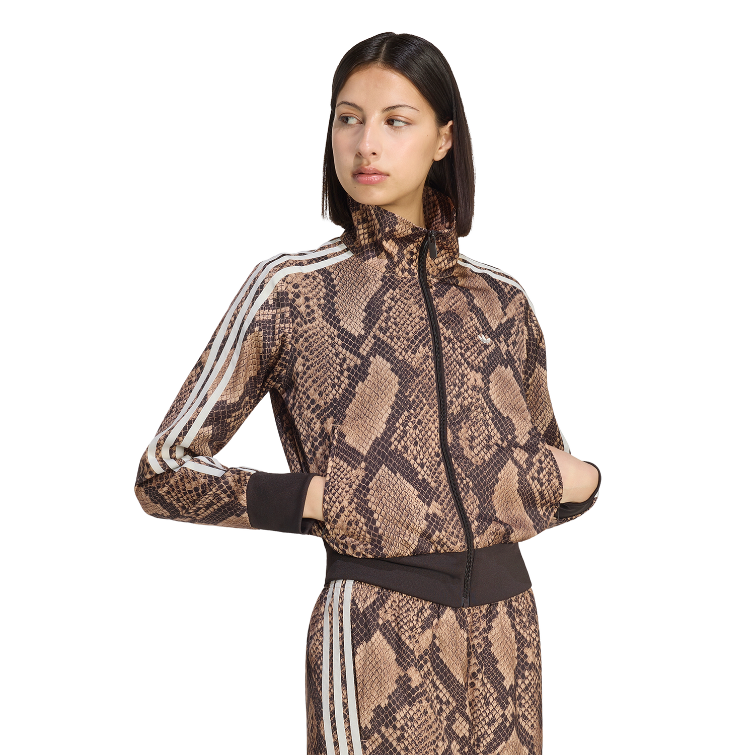adidas Originals Firebird Snake Print Satin Jacket - Women's - Magic Beige/Linen