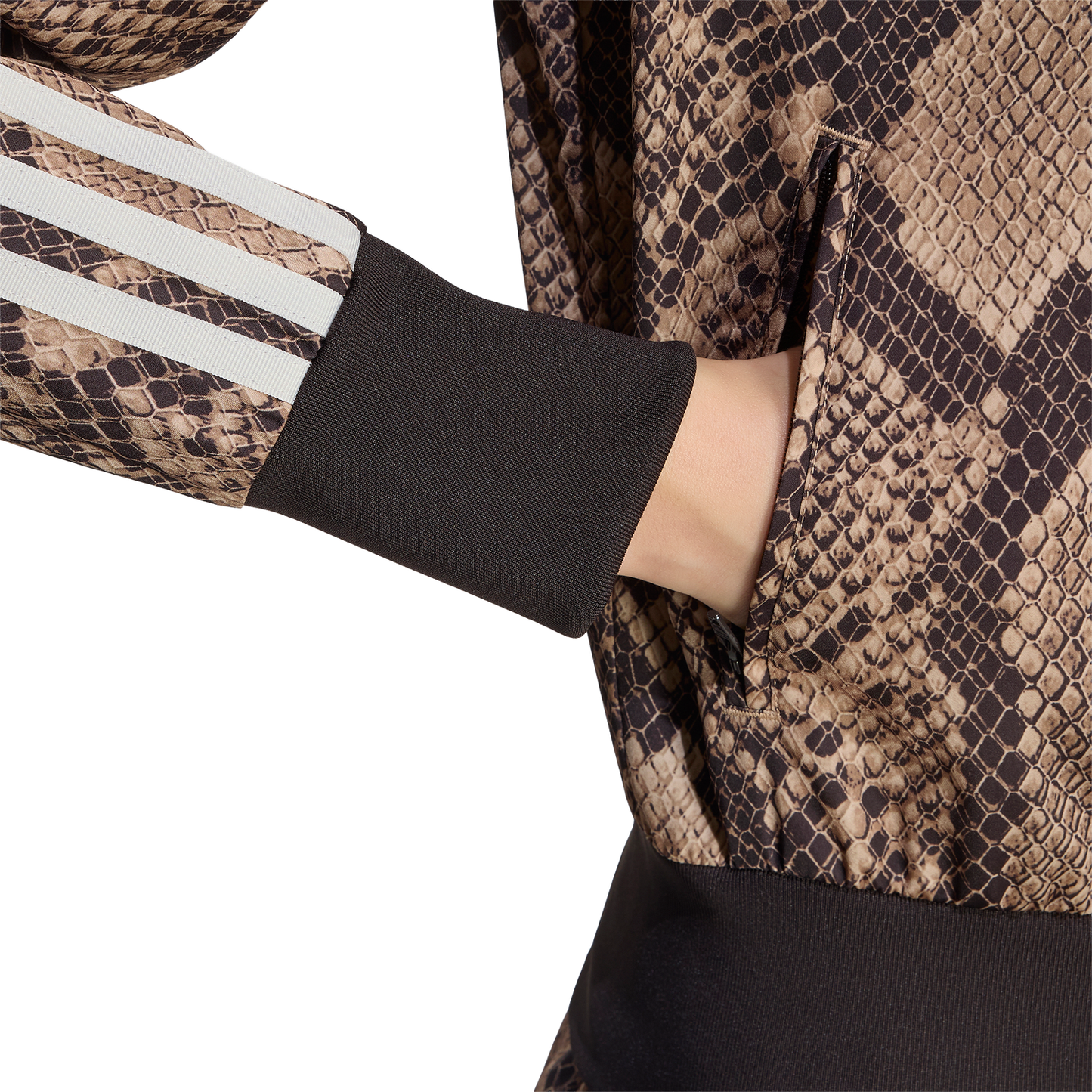 adidas Originals Firebird Snake Print Satin Jacket - Women's - Magic Beige/Linen
