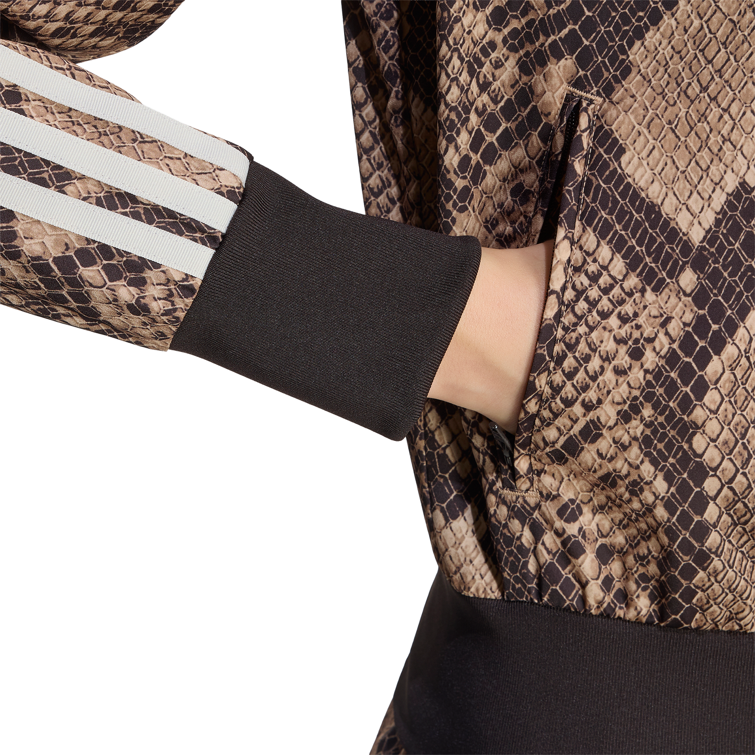 adidas Originals Firebird Snake Print Satin Jacket - Women's - Magic Beige/Linen