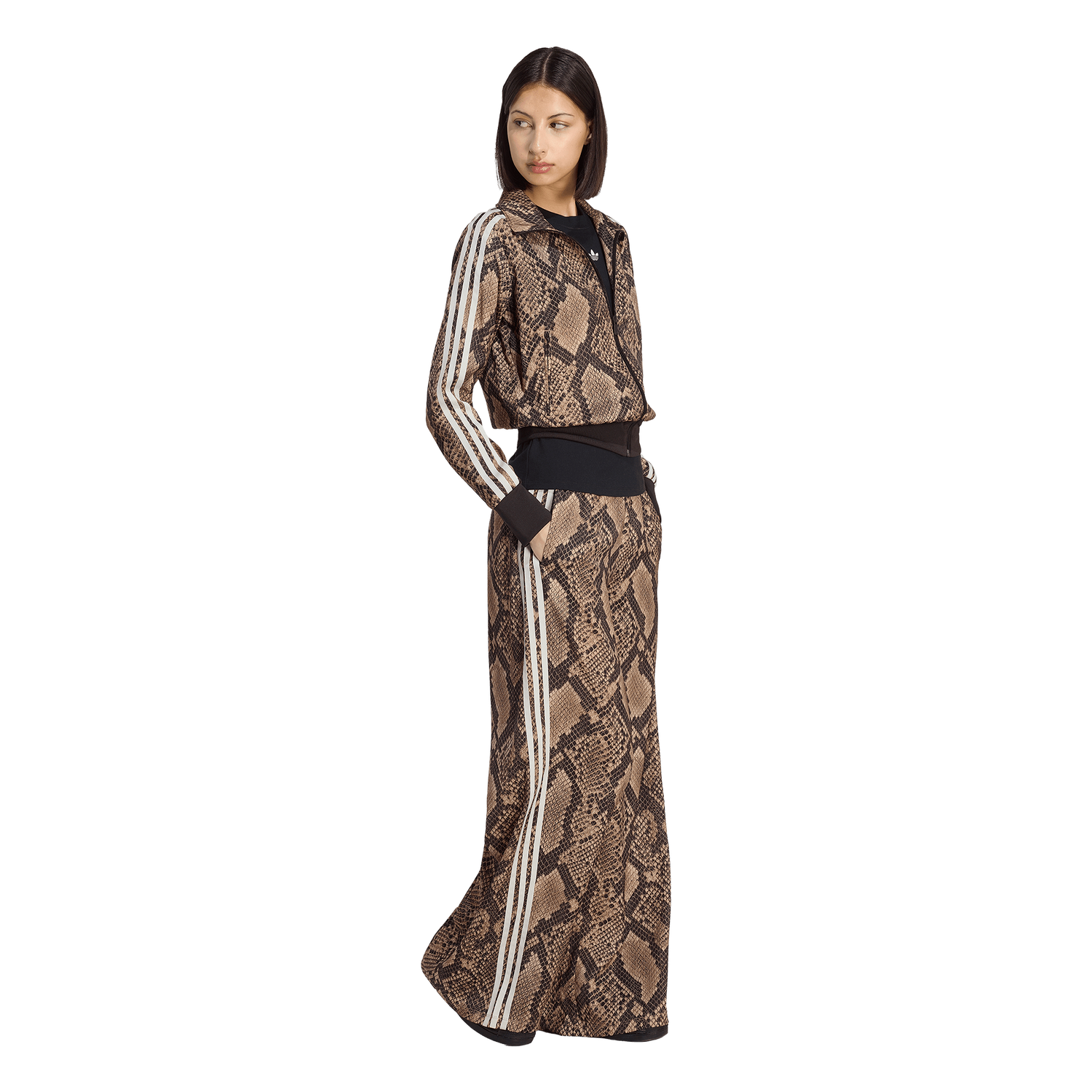 adidas Originals Firebird Snake Print Satin Jacket - Women's - Magic Beige/Linen