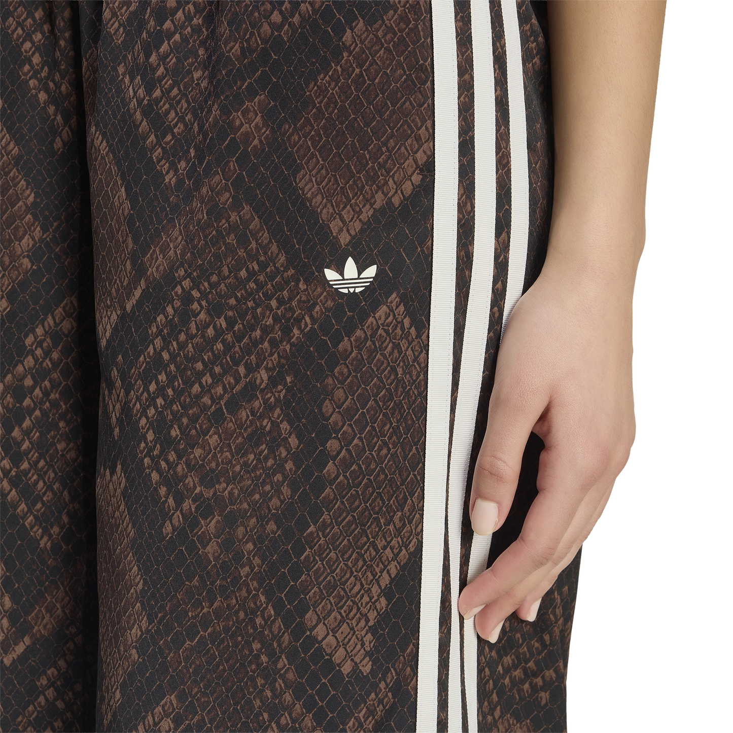 adidas Satin Snake Print Wide Leg Pant - Women's - Black/Brown