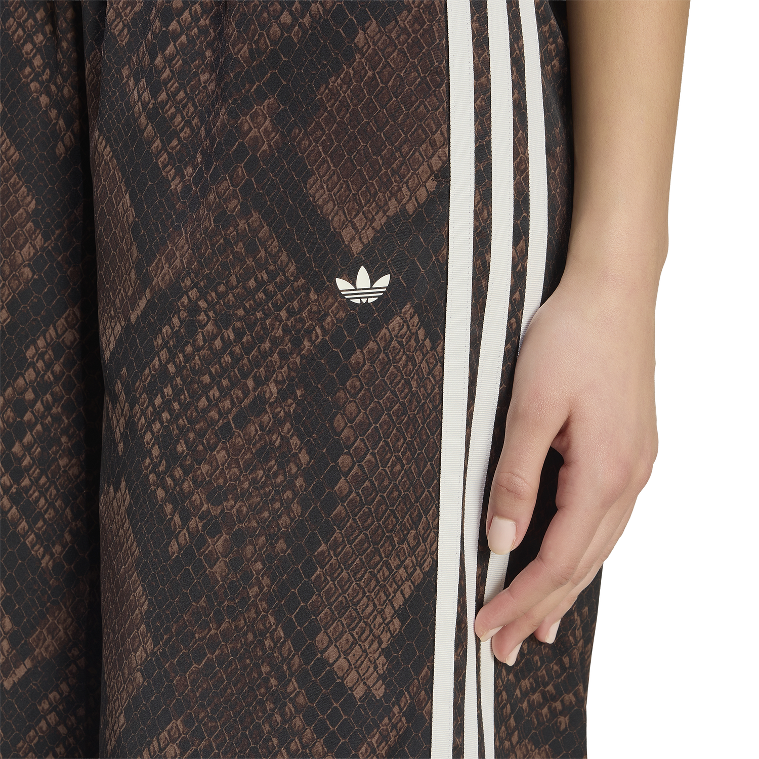 adidas Satin Snake Print Wide Leg Pant - Women's - Black/Brown