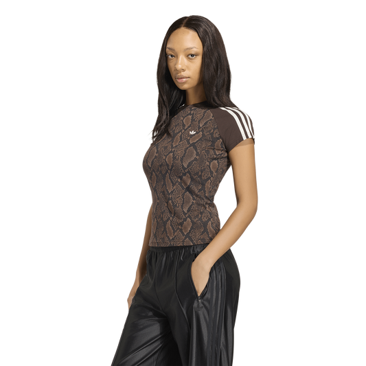 adidas Snake Print Cali T-Shirt - Women's - Black/Brown