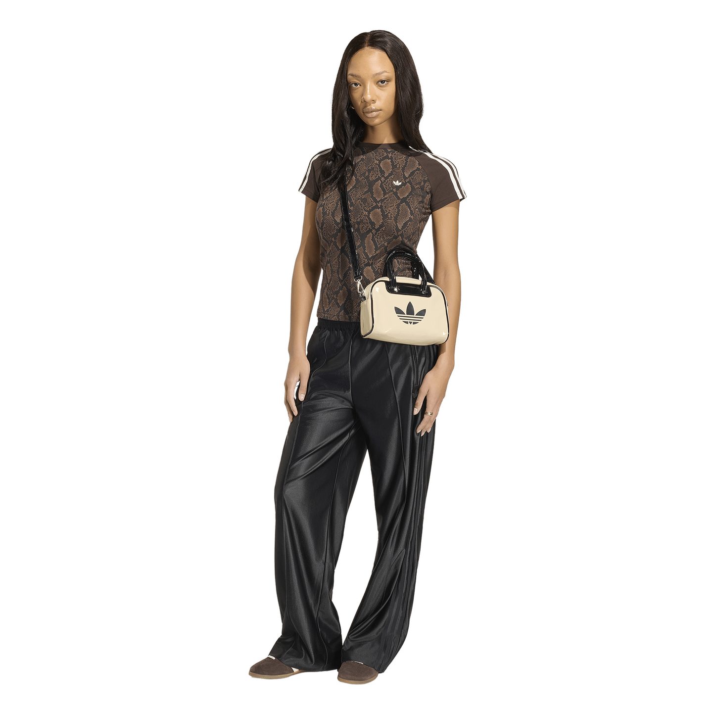 adidas Snake Print Cali T-Shirt - Women's - Black/Brown