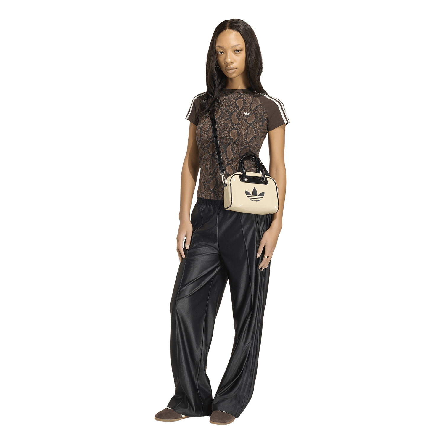 adidas Snake Print Cali T-Shirt - Women's - Black/Brown