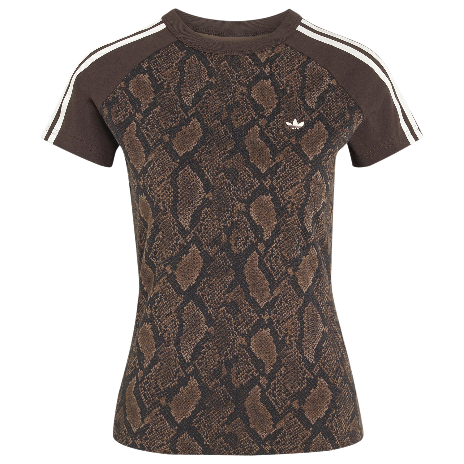 adidas Snake Print Cali T-Shirt - Women's - Black/Brown