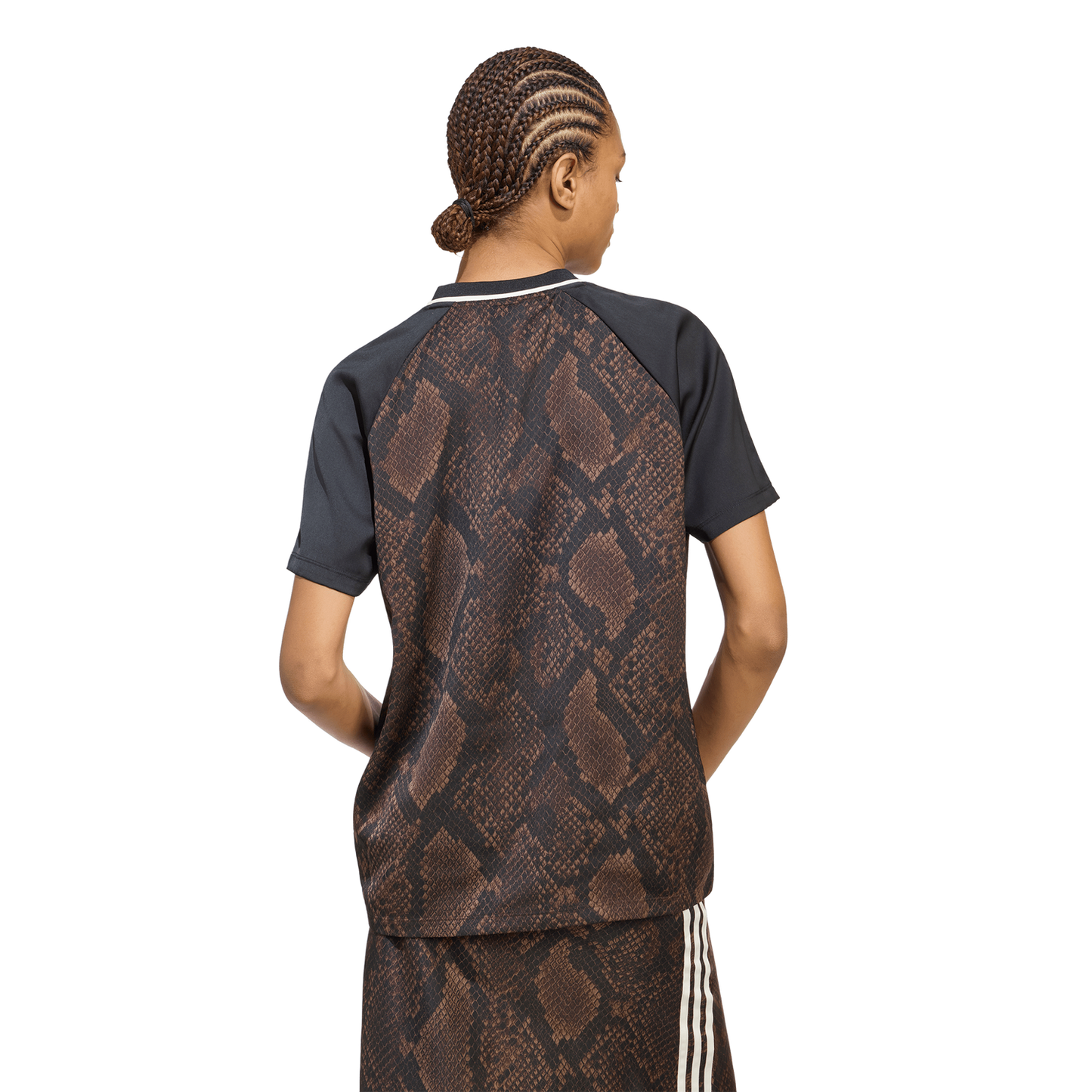 adidas Originals Snake Print Satin Short Sleeve Jersey - Women's - Aurora Coffee/Earth Strata