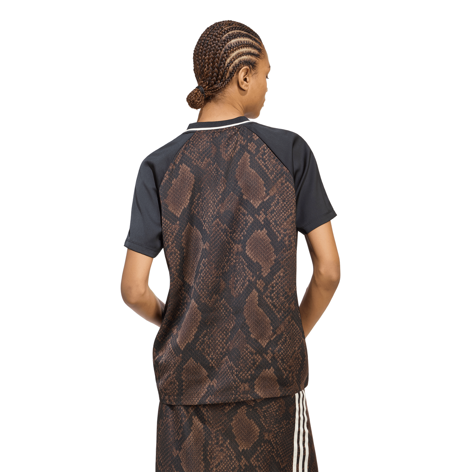adidas Originals Snake Print Satin Short Sleeve Jersey - Women's - Aurora Coffee/Earth Strata