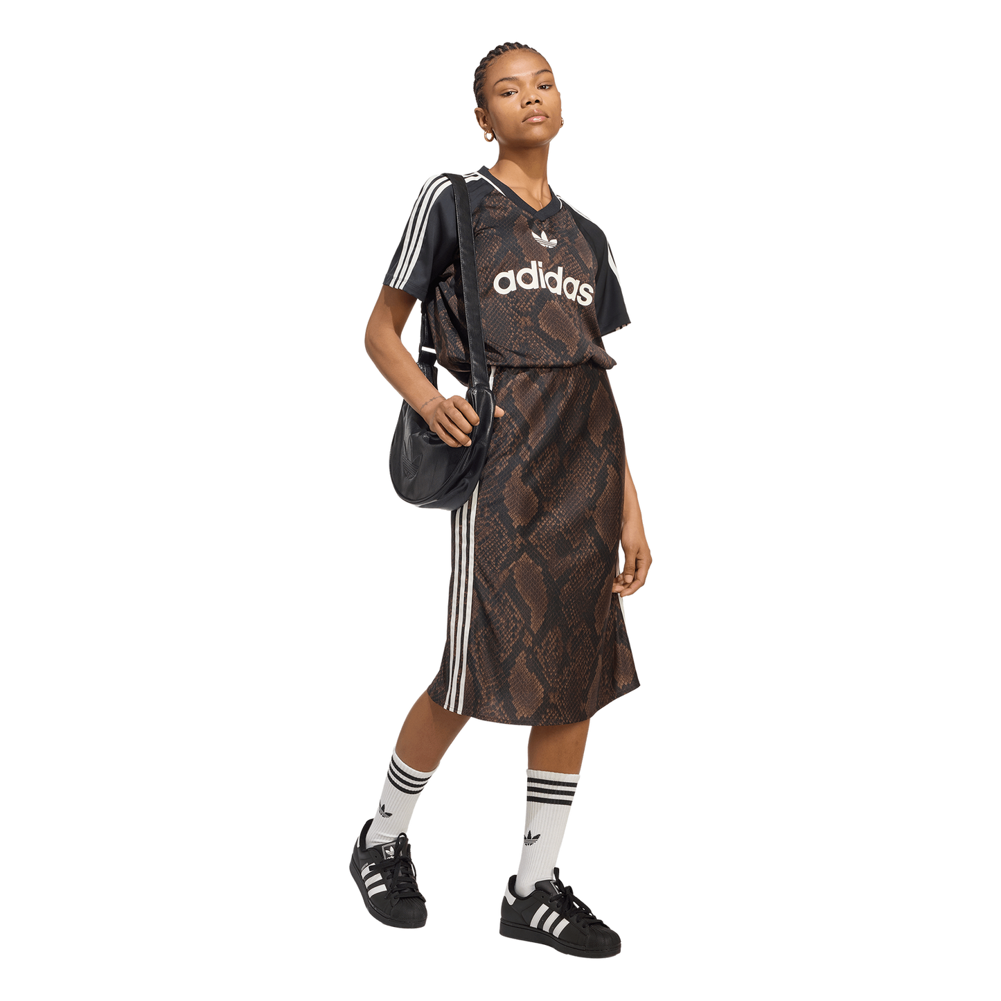 adidas Originals Snake Print Satin Short Sleeve Jersey - Women's - Aurora Coffee/Earth Strata