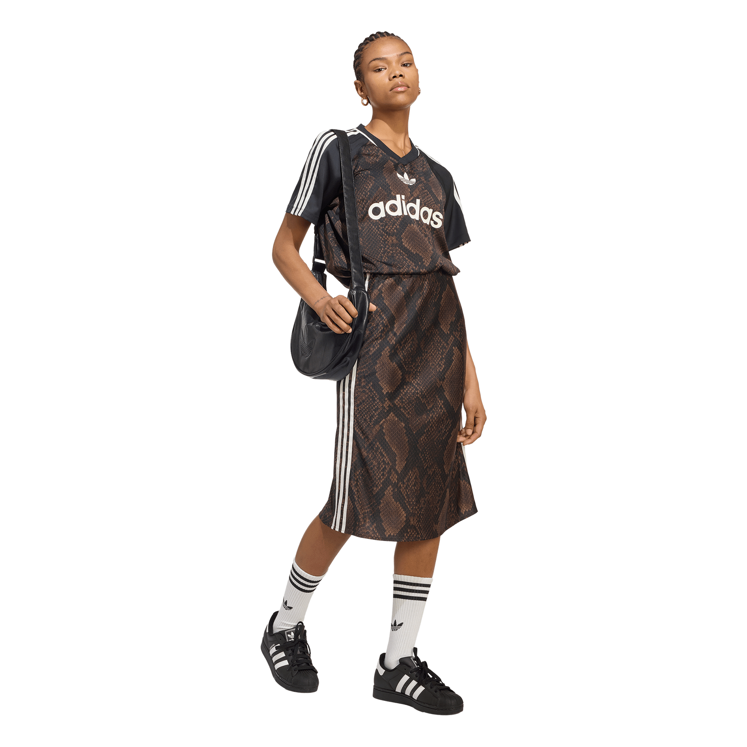 adidas Originals Snake Print Satin Short Sleeve Jersey - Women's - Aurora Coffee/Earth Strata