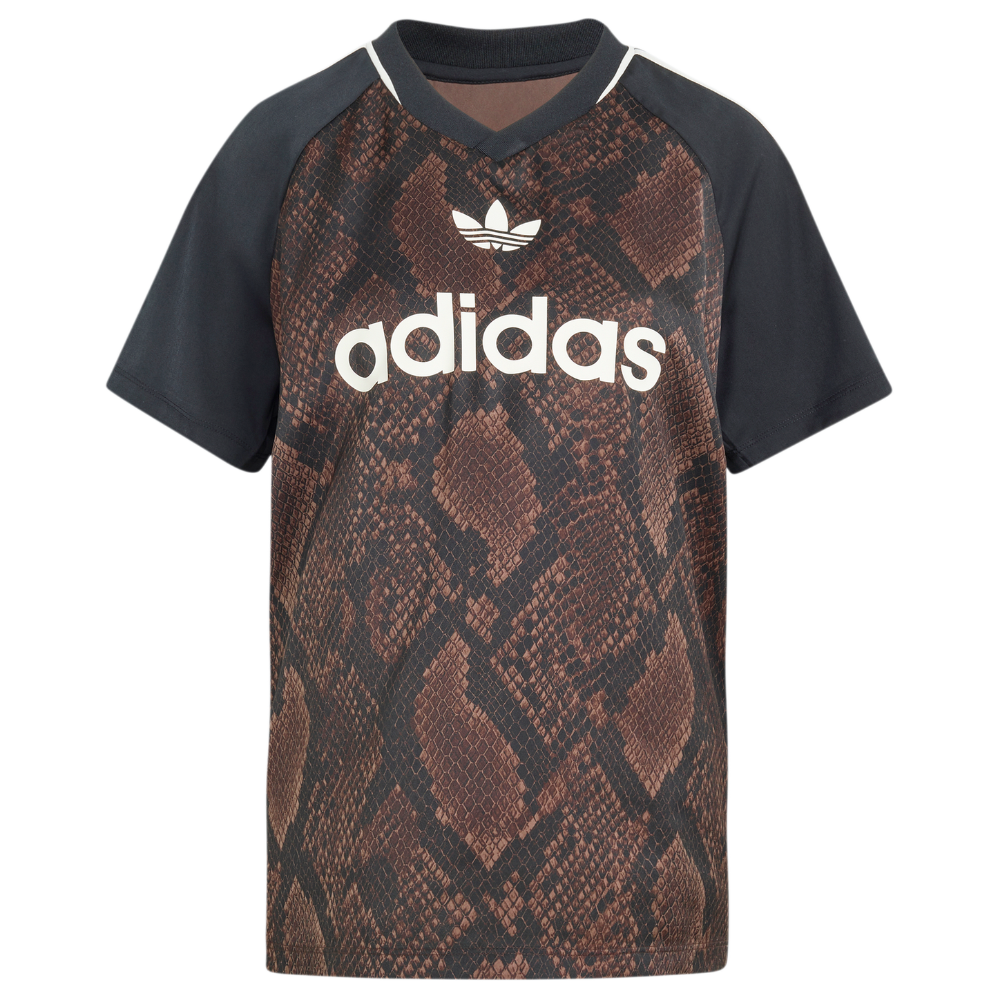 adidas Originals Snake Print Satin Short Sleeve Jersey - Women's - Aurora Coffee/Earth Strata