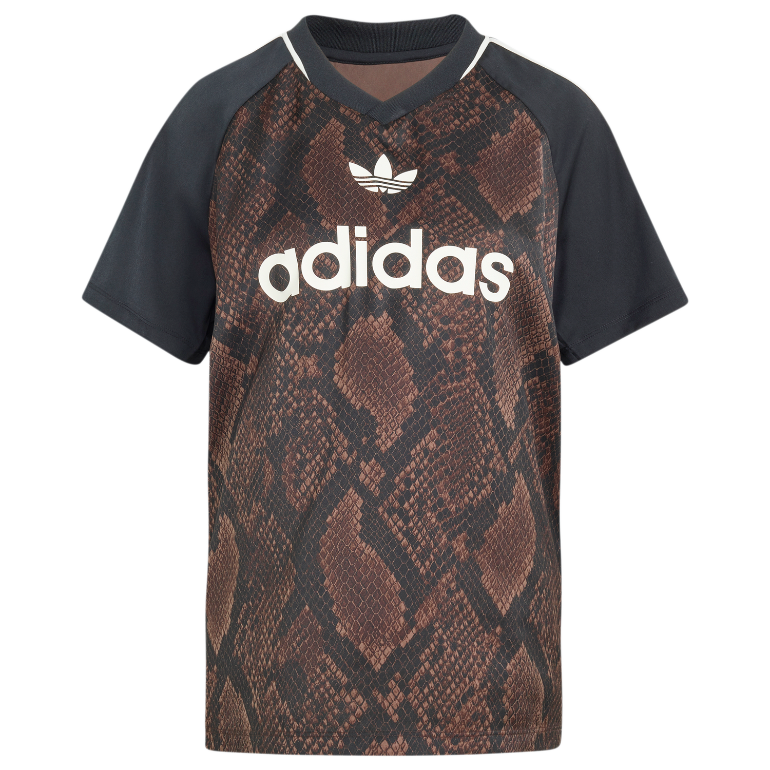 adidas Originals Snake Print Satin Short Sleeve Jersey - Women's - Aurora Coffee/Earth Strata
