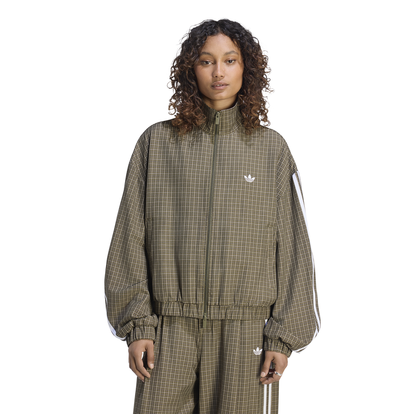 adidas Originals Checks Track Top - Women's - Olive Strata/Wonder Beige/Aurora Coffee