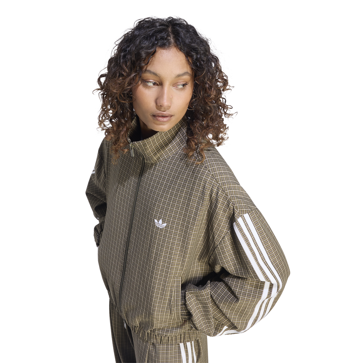 adidas Originals Checks Track Top - Women's - Olive Strata/Wonder Beige/Aurora Coffee