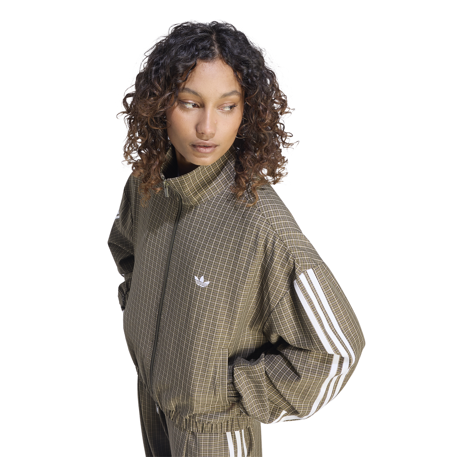 adidas Originals Checks Track Top - Women's - Olive Strata/Wonder Beige/Aurora Coffee