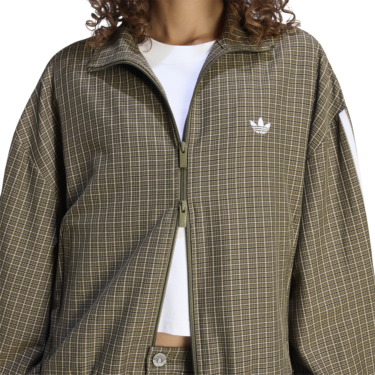 adidas Originals Checks Track Top - Women's - Olive Strata/Wonder Beige/Aurora Coffee