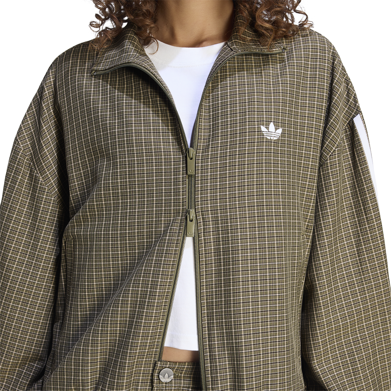 adidas Originals Checks Track Top - Women's - Olive Strata/Wonder Beige/Aurora Coffee