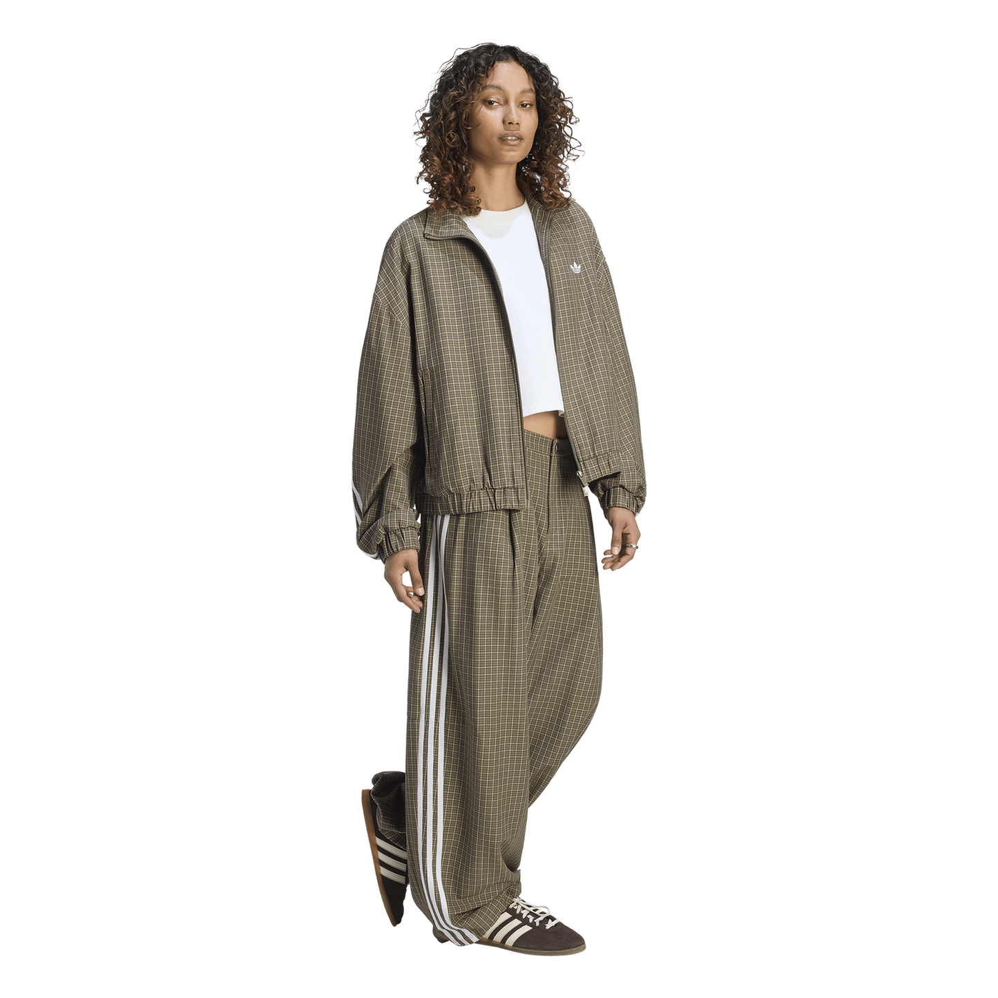 adidas Originals Checks Track Top - Women's - Olive Strata/Wonder Beige/Aurora Coffee