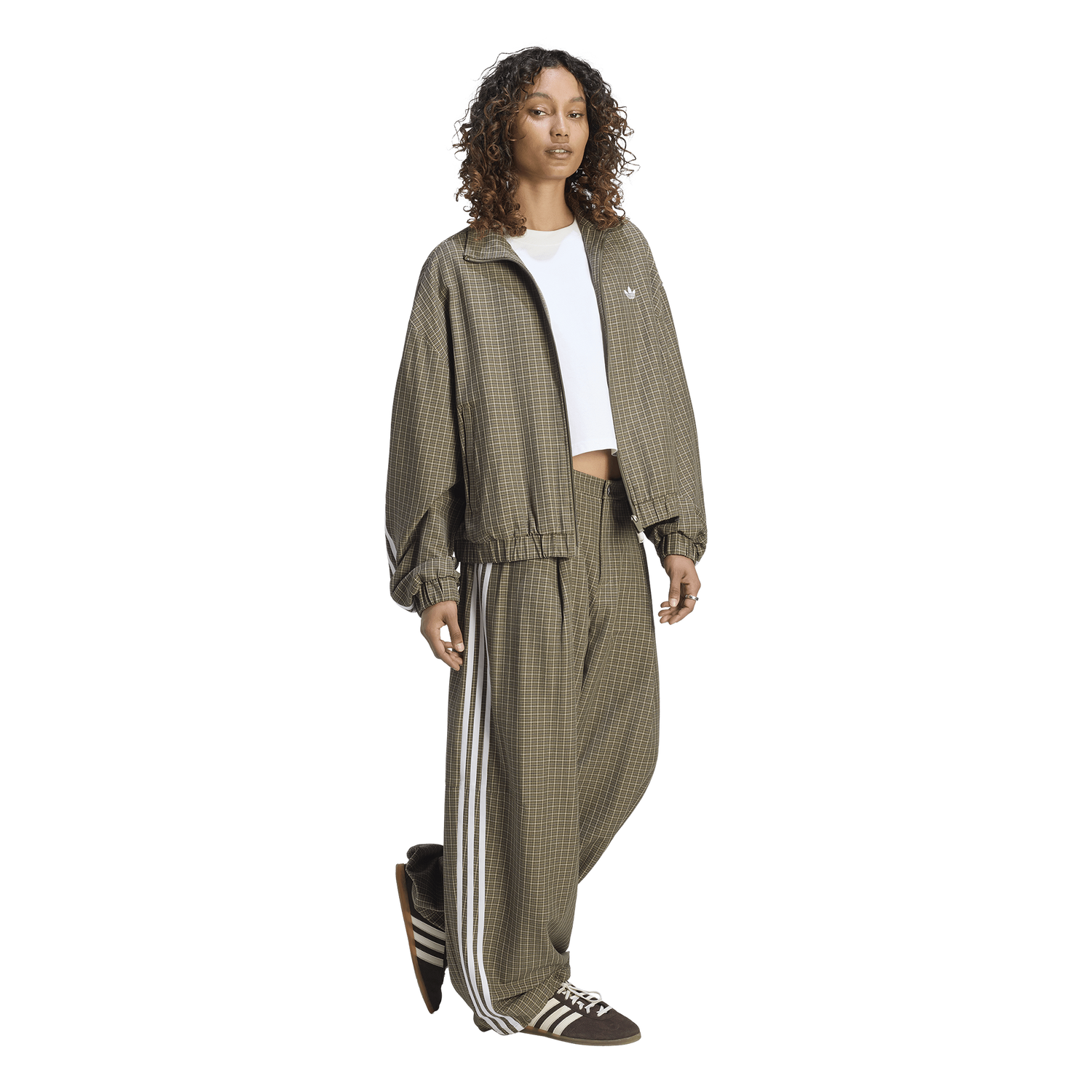 adidas Originals Checks Track Top - Women's - Olive Strata/Wonder Beige/Aurora Coffee