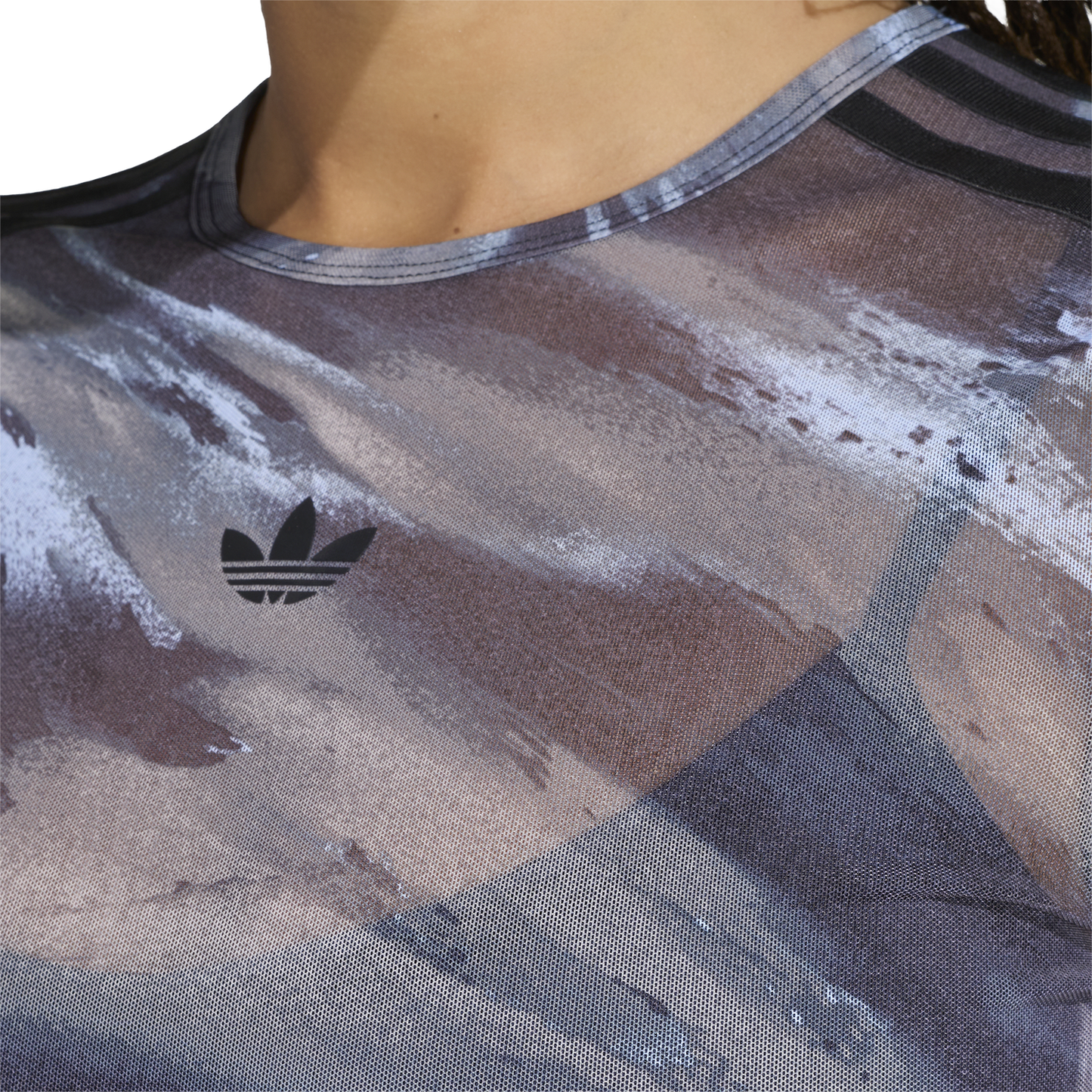 adidas Originals All Over Print Graphic Mesh LS Shirt - Women's - Olive Strata/Aurora Coffee/Crystal Sky