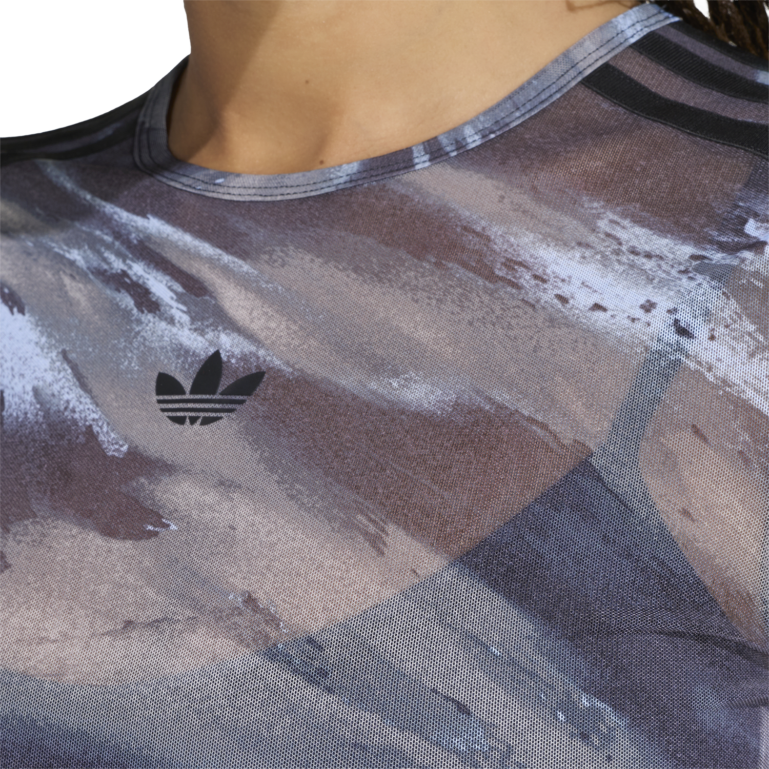 adidas Originals All Over Print Graphic Mesh LS Shirt - Women's - Olive Strata/Aurora Coffee/Crystal Sky
